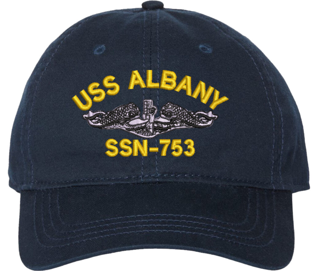 USS Albany SSN-753 with Dolphins Unstructured Dad Cap