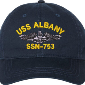 USS Albany SSN-753 with Dolphins Unstructured Dad Cap