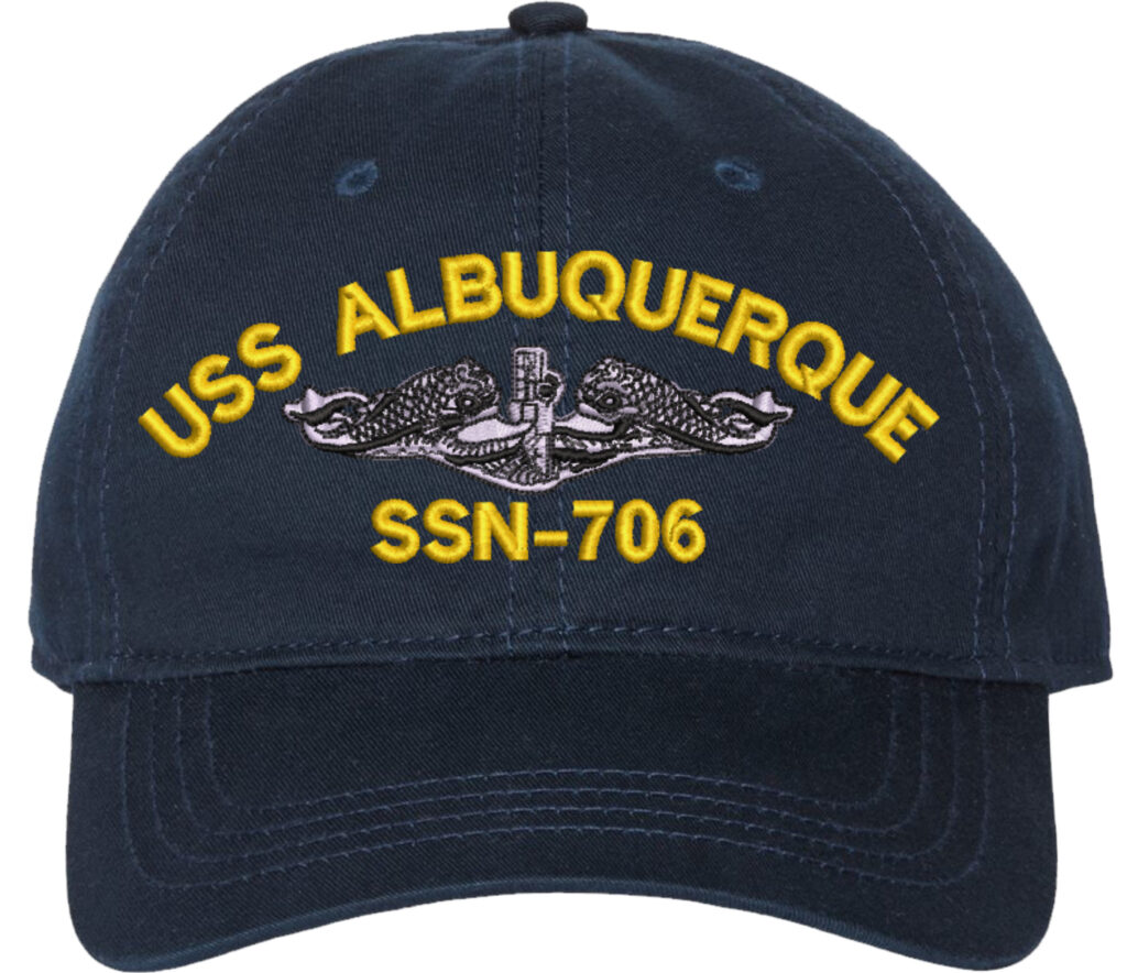 USS Albuquerque SSN-706 with Dolphins Unstructured Dad Cap