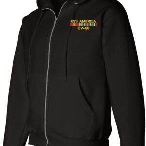 USS America CV-66 with Desert Storm Ribbons (Saudi Arabia) Full-Zip Hoodie