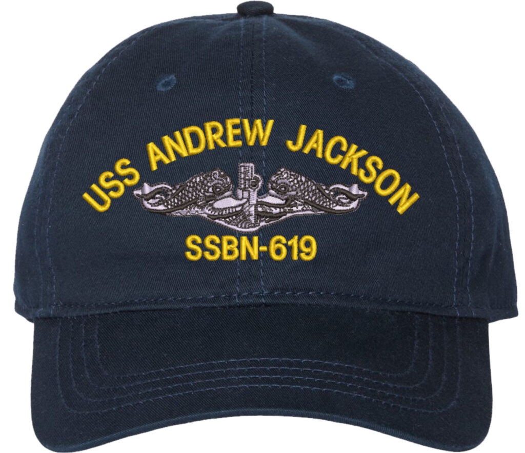 USS Andrew Jackson SSBN-619 with Dolphins Unstructured Dad Cap
