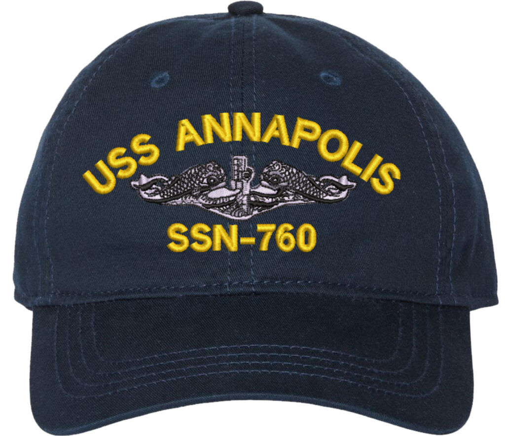 USS Annapolis SSN-760 with Dolphins Unstructured Dad Cap