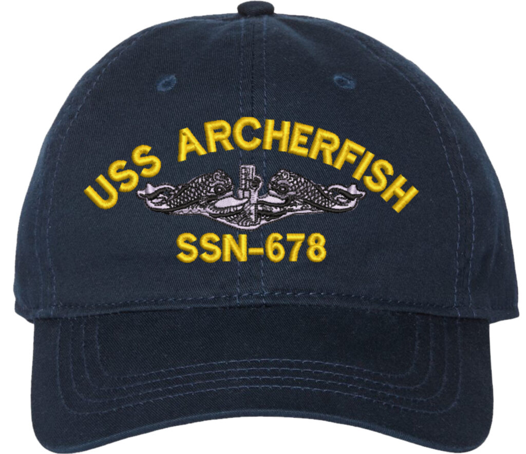 USS Archerfish SSN-678 with Dolphins Unstructured Dad Cap
